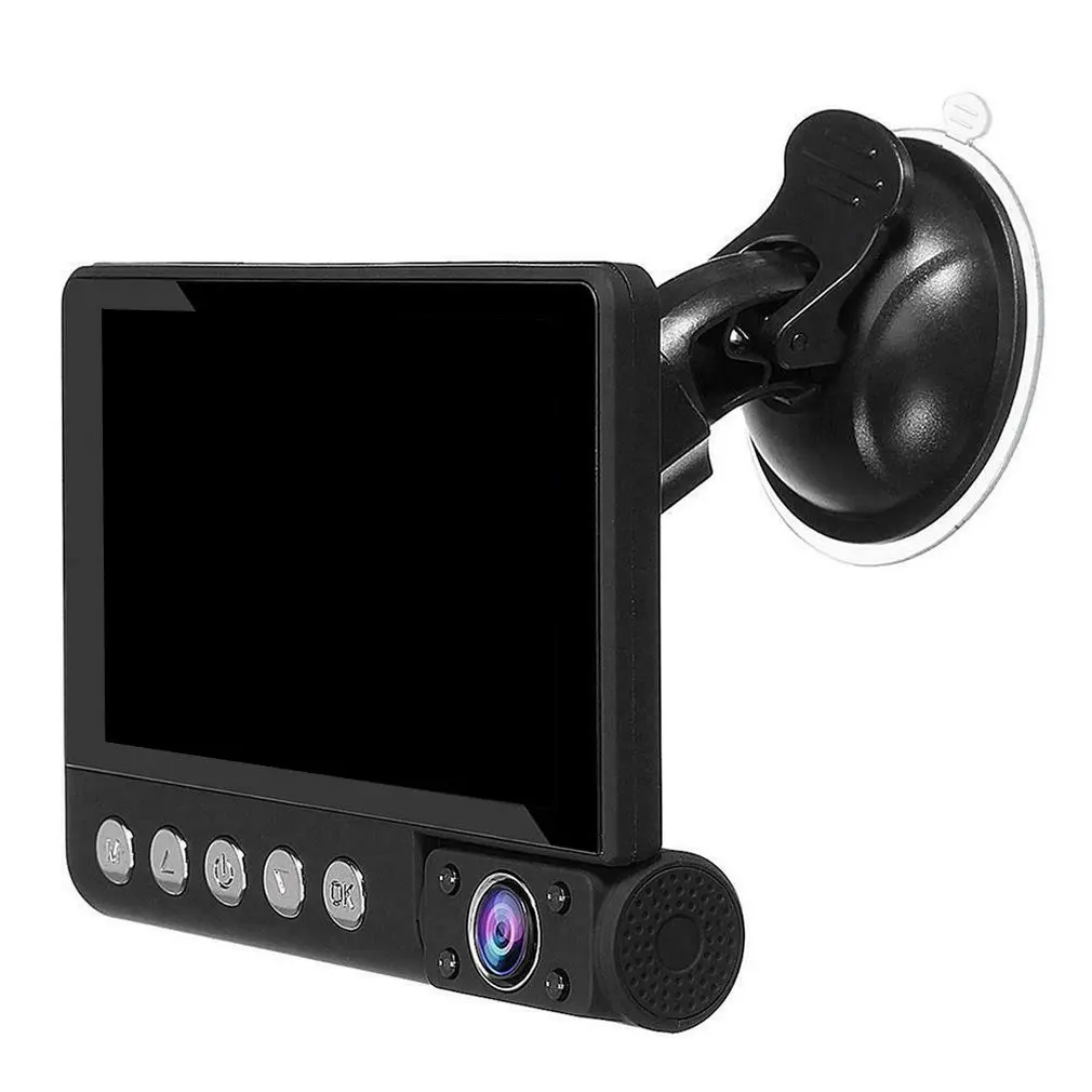 

Изысканный дизайн; Прочные C9 3 объектива Видеорегистраторы для автомобилей Камера 4 дюйма ЖК-дисплей 1080p ИК Ночное видение Dash Cam Регистраторы