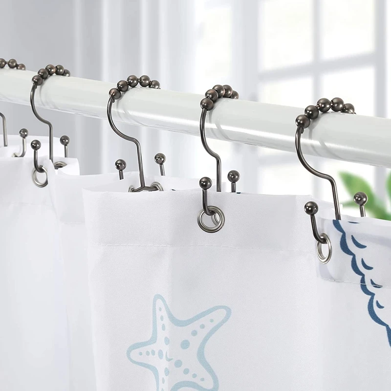 

12Pcs Stainless Steel Shower Curtain Rings Rust Proof Free Sliding Double Shower Hooks for Curtain