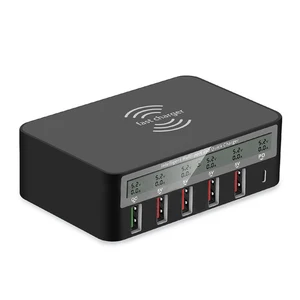 ilepo 40w 6 ports usb fast charger wireless charger for iphone samsung xiaomi huawei qc3 0 pd usb c quick charging station free global shipping