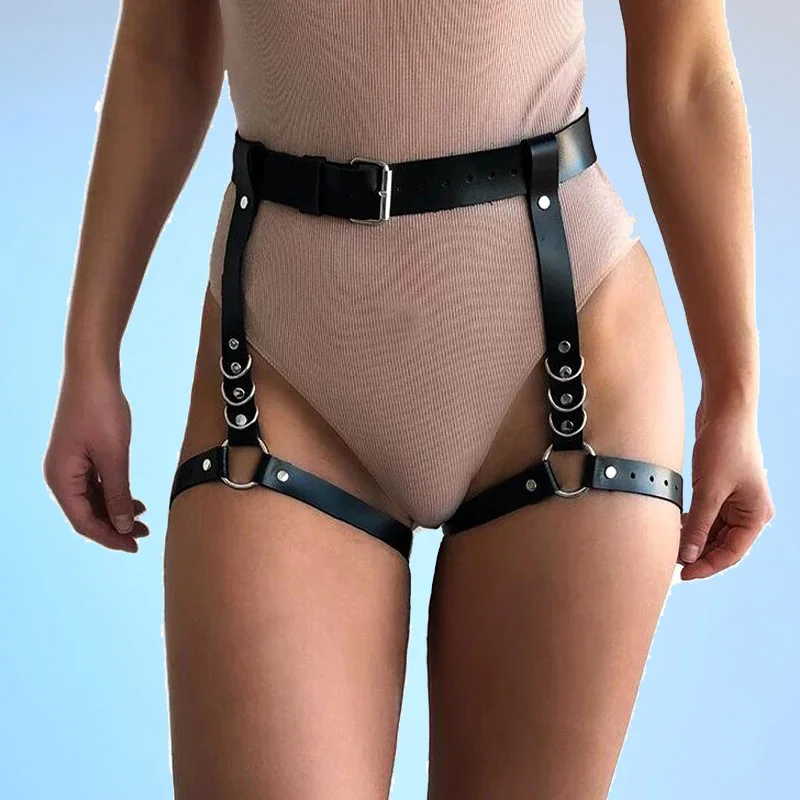 

Women BDSM Leg Harness Garters Belt Sex Toy For Women Goth Body Bondage Lingerie Thigh High Waist Leg Suspender Handcuffs