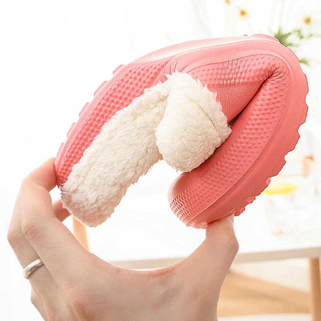 

Men Slippers Indoor Leather Winter Waterproof Warm Home Cotton Fur Women Slipper Male Couple Platform Shoes Fluffy Big Size 45