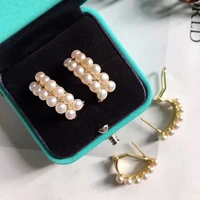 elegant fresh water pearls earrings sterling 925 silver for women engagement wedding party gifts jewelry