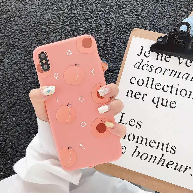 010 Карамельный розовый чехол для девочек iPhone X XS 11 Pro Max XR летний силиконовый чехол с изображением персиковых фруктов и цветов авокадо для iPhone 7 6 6S 8 Plus чехол - Цвет: 010