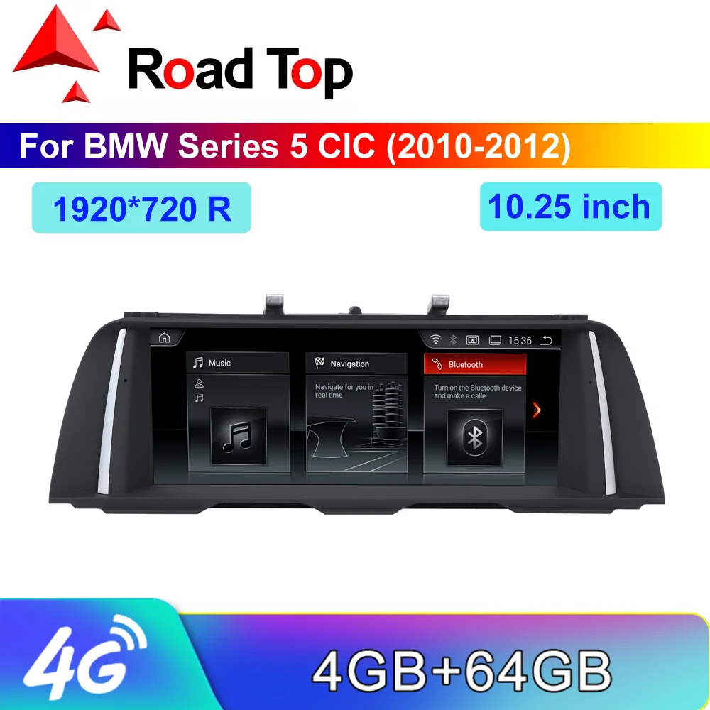 Экран Android 10,25 дюйма с разрешением 1920*720 для BMW серии 5 2010-2012 с навигацией GPS, радио-стерео Bluetooth и мультимедиа.