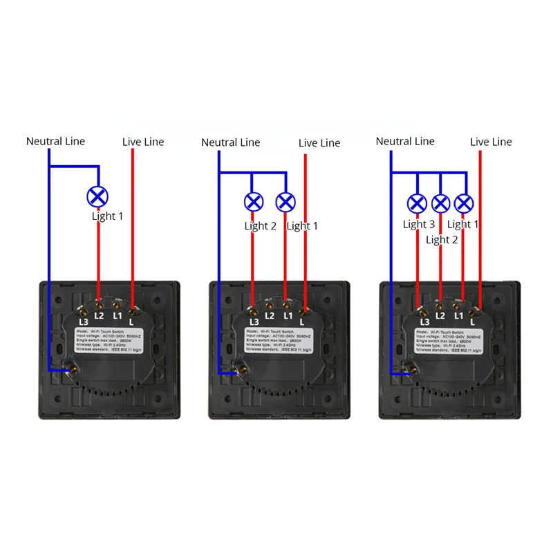 

Wifi Smart Wall Switch EU Socket 3 Gang Touch Control Mobile Phone Remote Control can Work with Amazon Alexa Google Home
