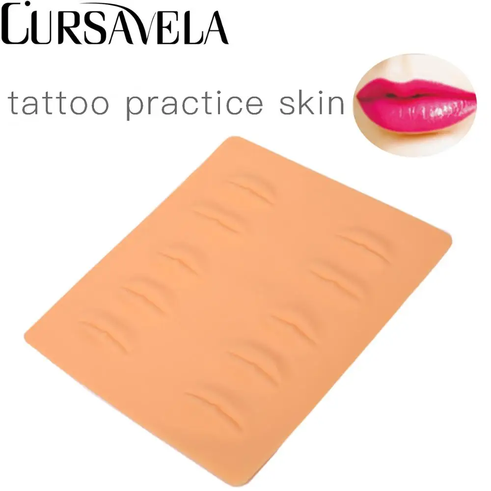 Cursavela Tattoo Practice Skin Microblading Fake Leather Silicone Permanent Makeup Eyebrow Lips Blank Sheet | Красота и здоровье
