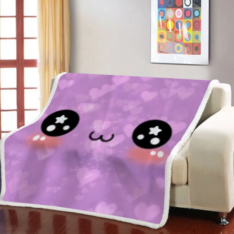 

Домашнее одеяло с рисунком лица и глаз для девочек, мягкое теплое Флисовое одеяло из шерпы для офиса, путешествий, дивана, постельные принад...