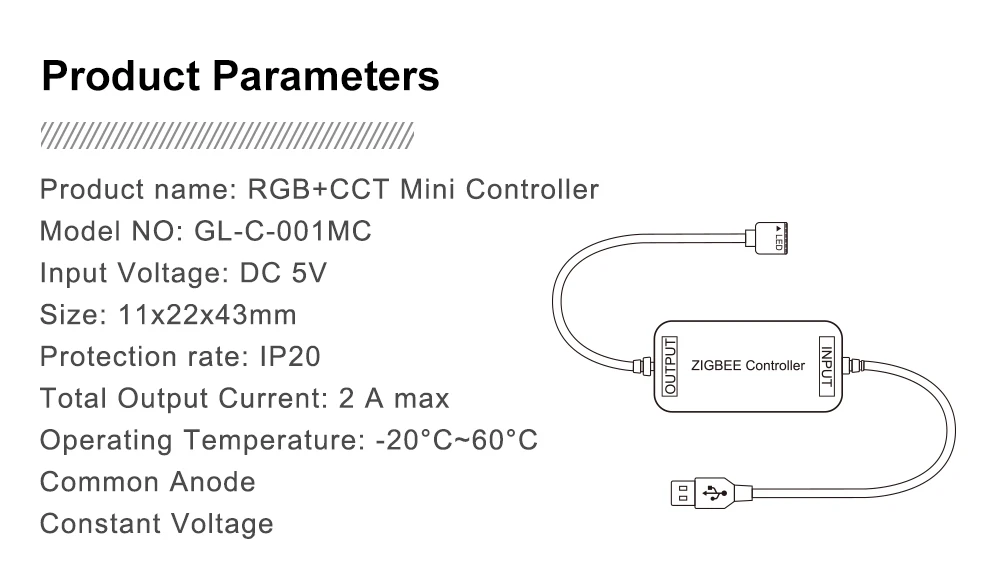 Умный zigbee контроллер RGBWW mini Smart 5 В usb rgb+ cct компьютерный ТВ светодиодный свет с zigbee hub echo