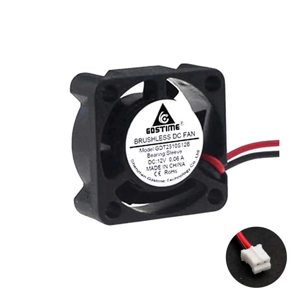 12V PH2.0 2Pin 2510 мини Бесщеточный вентилятор DC 5 в 12 В 24 В Чипсет Вентилятор радиатора 25X25X10 мм 3d принтер Охлаждающие вентиляторы, охладитель вентилятор радиатора - Цвет: 12V PH2.0 2Pin