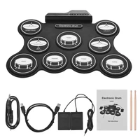 2021 new portable usb roll up drum kit digital electronic drum set 9 silicon drum pads with drumsticks foot pedals for beginners