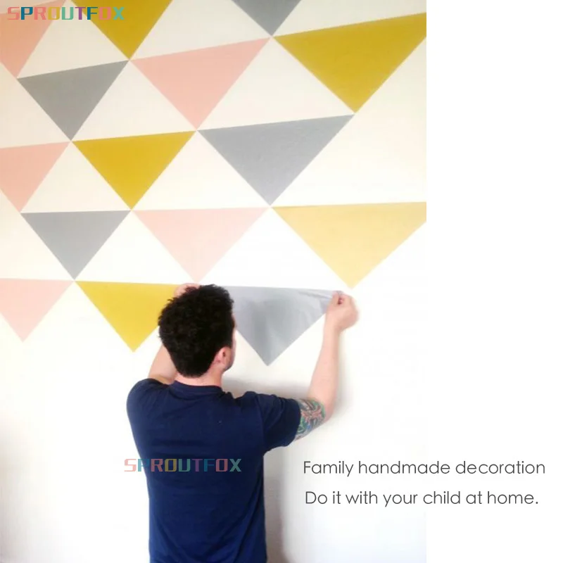Виниловая наклейка сделай сам для детской комнаты в виде больших треугольников