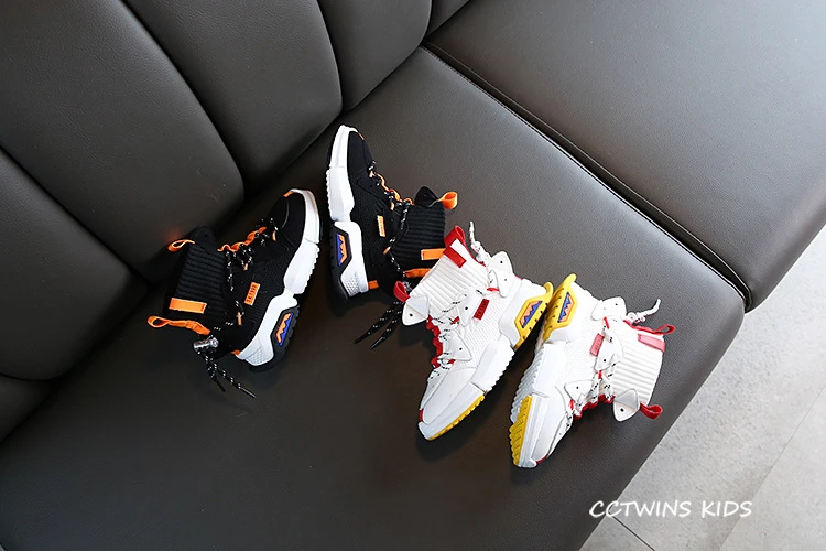 Kids Sock Shoes Autumn Fashion Boys White Casual Shoes Girls Black Sports Sneakers for Children Running Trainers FH2497