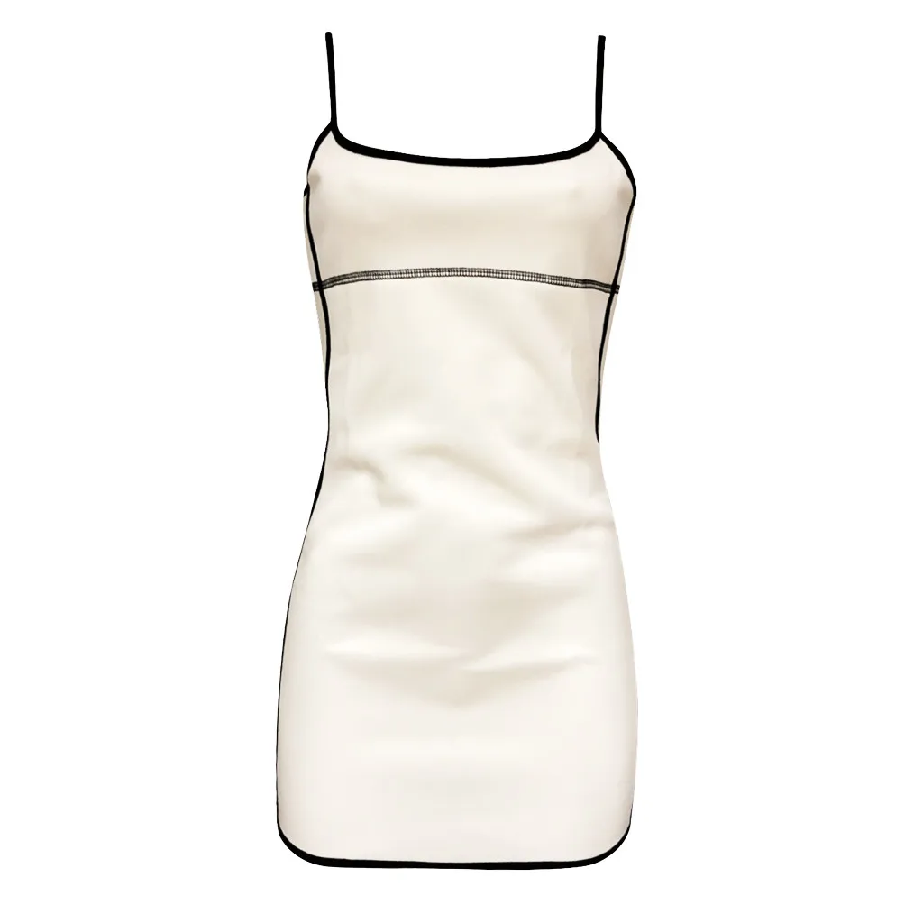 Женское облегающее платье на бретельках однотонное модное без рукавов лето 2020 |