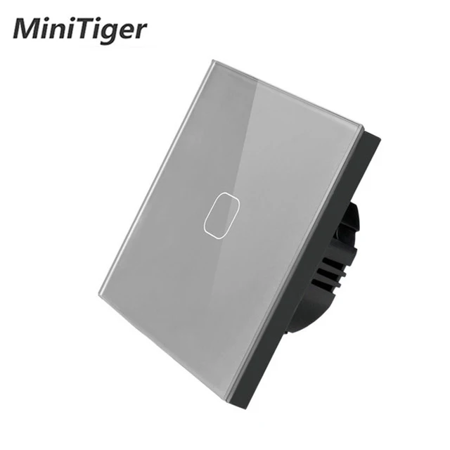 Настенный сенсорный выключатель MiniTiger с 1/2/3 клавишами стандарт EU/UK из закаленного