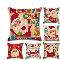 hot selling cute cartoon santa claus printing pillow case home decoration linen sofa pillow cover car cushion cover 45cm45cm