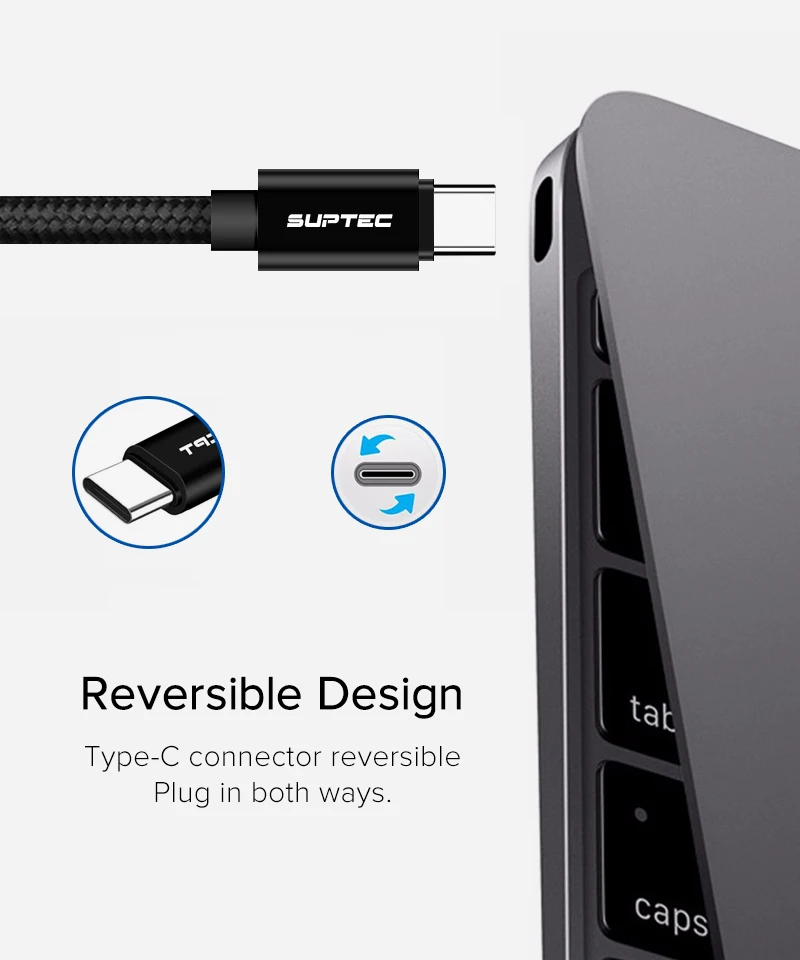 SUPTEC usb type-C кабель 3A Быстрая зарядка кабель для передачи данных Быстрая зарядка 3,0 type-C кабель для зарядки телефона для samsung S9 S8 huawei Xiaomi
