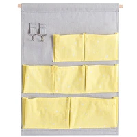wall hanging decorative closet home display bedroom sundries organizer 7 pockets pouch with hook storage bag cotton linen door