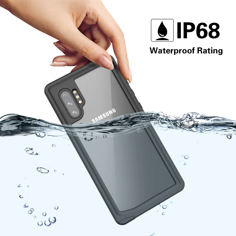Waterproof Case for Samsung Galaxy S20 Ultra Note 10 9 Plus 360 Full-Body Rugged Clear Back Case Cover Silicone + PC