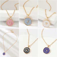 the latest trend of spring and summer 2021 exquisite alloy oil drop star moon necklace pendant wholesale