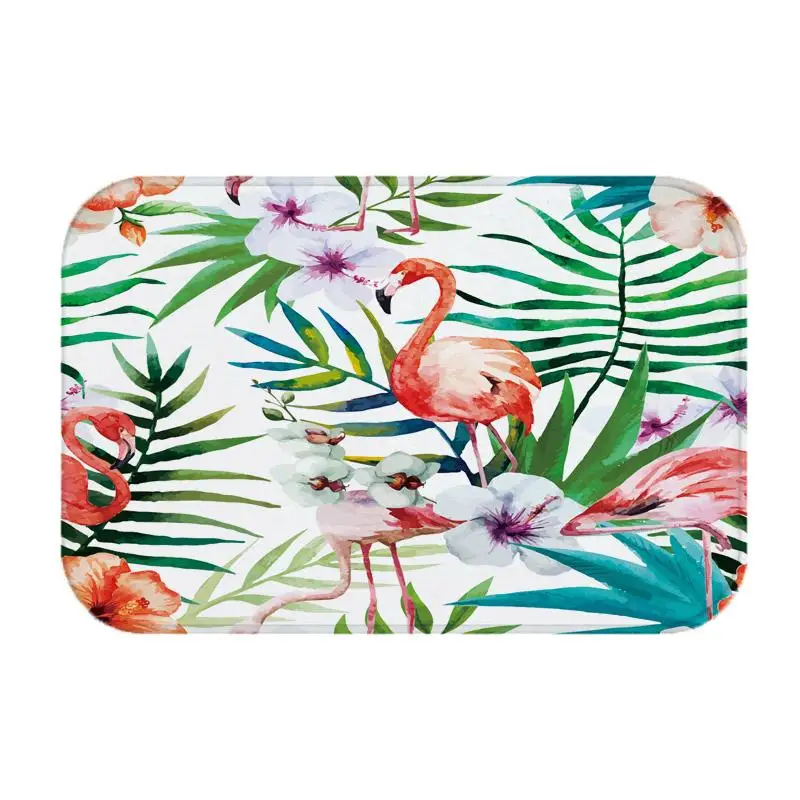 Тропические растения фланелевый нескользящий коврик для ванной комнаты дверной