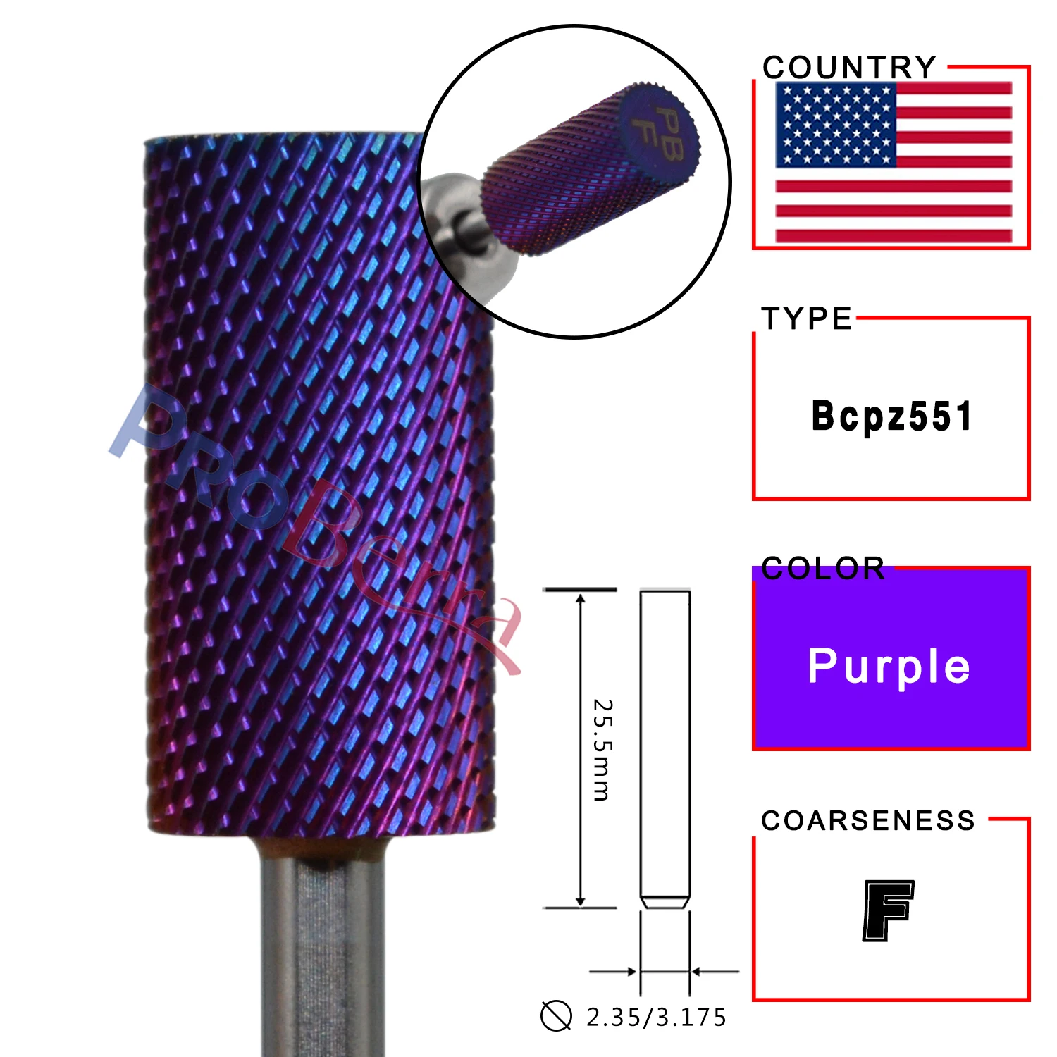 Proberra Tungsten 6 большая бочка с синим лезвием карбид супер острые резные фрезы резак