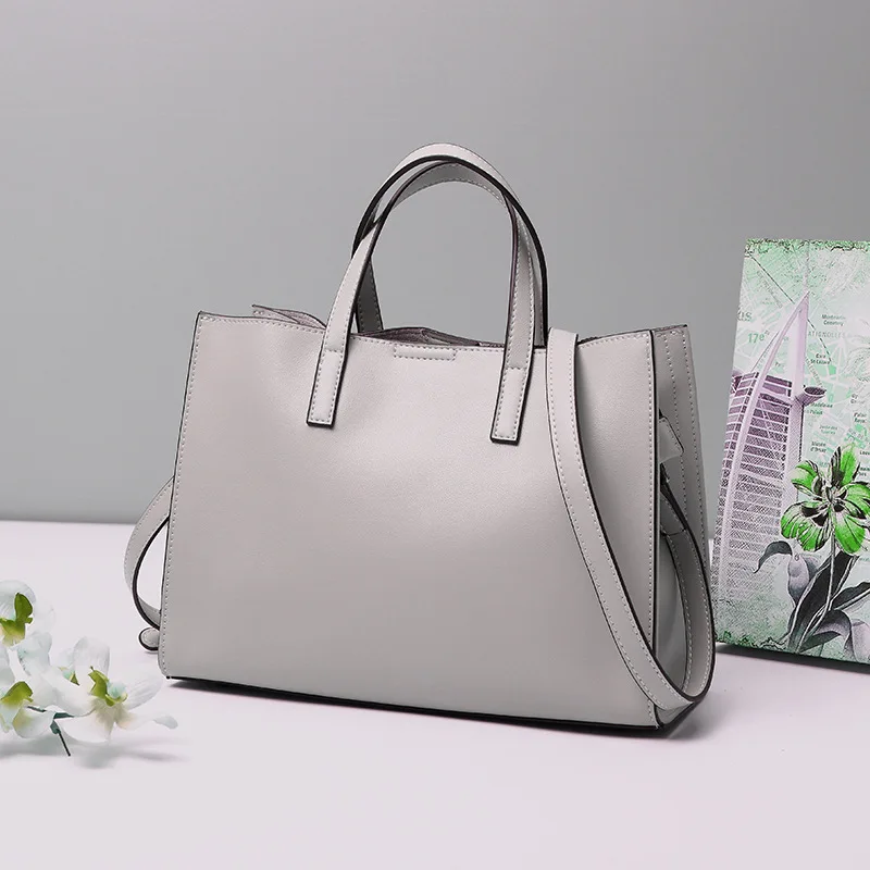 light grey DIENQI, Роскошные, Saffiano, натуральная кожа, сумки через плечо, женские сумки, Новое поступление, известный бренд, женская большая сумка через плечо, ручная - Цвет: light grey