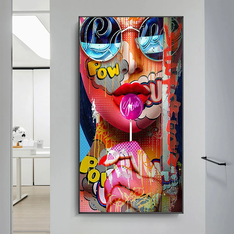 

Graffiti Woman Portrait Art Oil Painting Poster and Prints Wall for Living Room Canvas Painting Wall Art Picture Home Decor