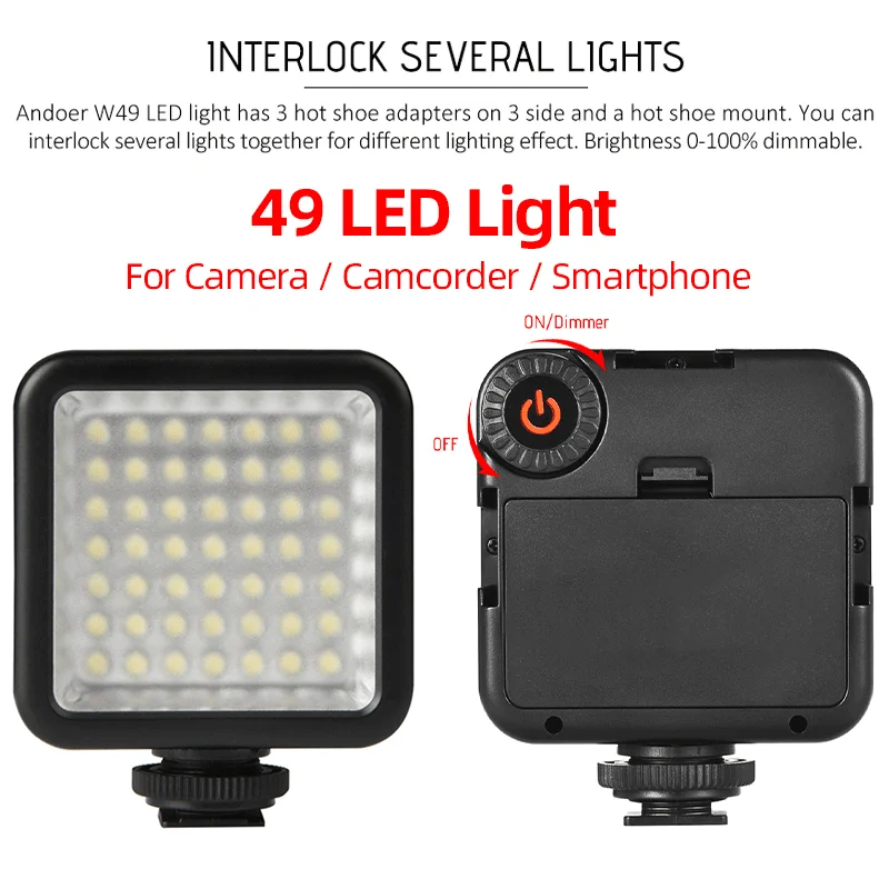 

Hot Sale Mini W49 49pcs LED Video Light Camera Lamp Light Photo Lighting For Camera / Camcorder / Smartphone best price
