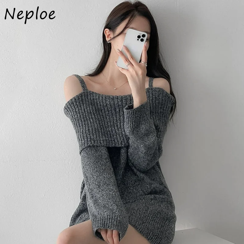 Элегантное платье Neploe с воротником-лодочкой женская кофта открытыми плечами