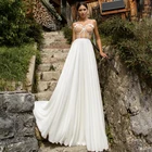 Платье Свадебное ТРАПЕЦИЕВИДНОЕ из тюля на тонких бретельках с цветами