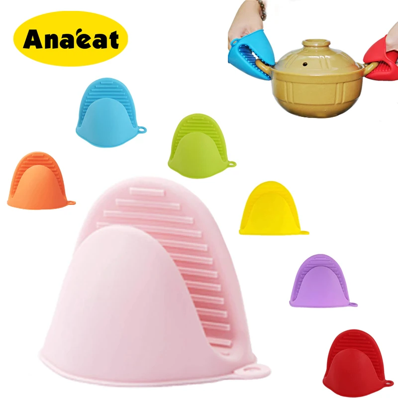 

ANAEAT 1 Piece Silicone Oven Mitt Kitchen Organizer Insulated Heat Pot Clips Microwave Oven Gloves