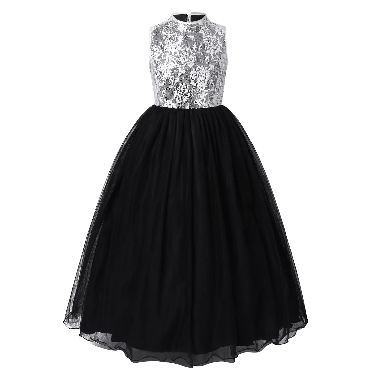 

Детское платье с блестками, без рукавов, с цветочным рисунком