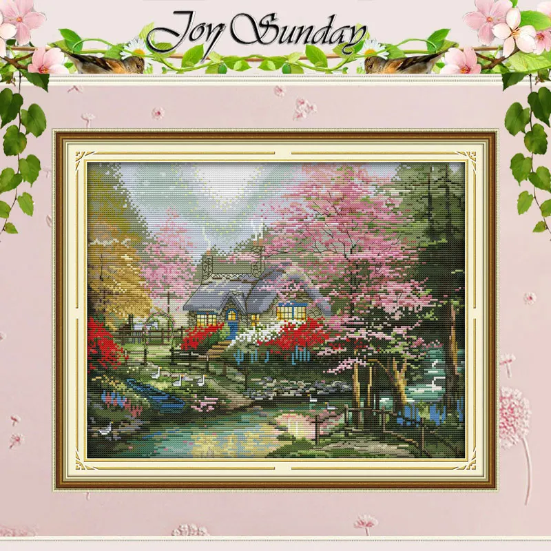

The Stream Side Cottage Scenery Counted Cross Stitch 11CT 14CT Cross Stitch Set Wholesale Cross-stitch Kit Embroidery Needlework