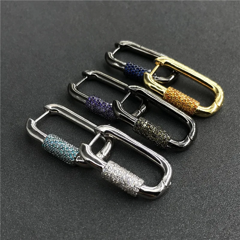 

cheny s925 sterling silver new Korean pop love lock earrings for couples single fashion simple hanging buckle earrings wedding