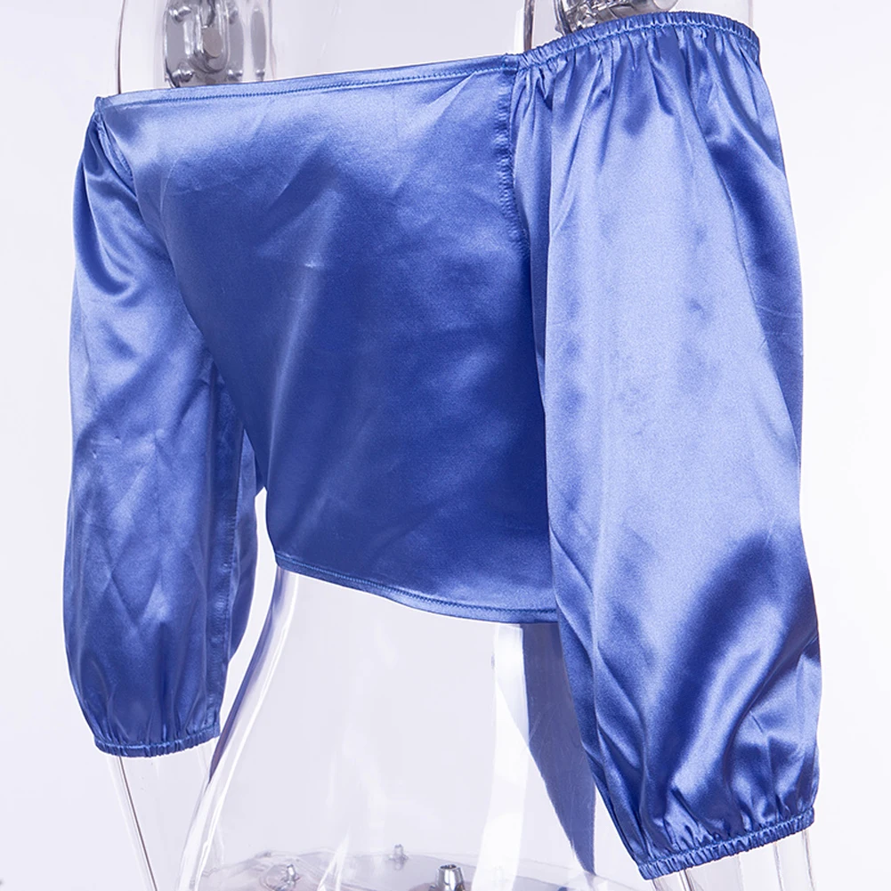 Женский атласный укороченный топ розовый Шелковый с открытыми плечами вырезом