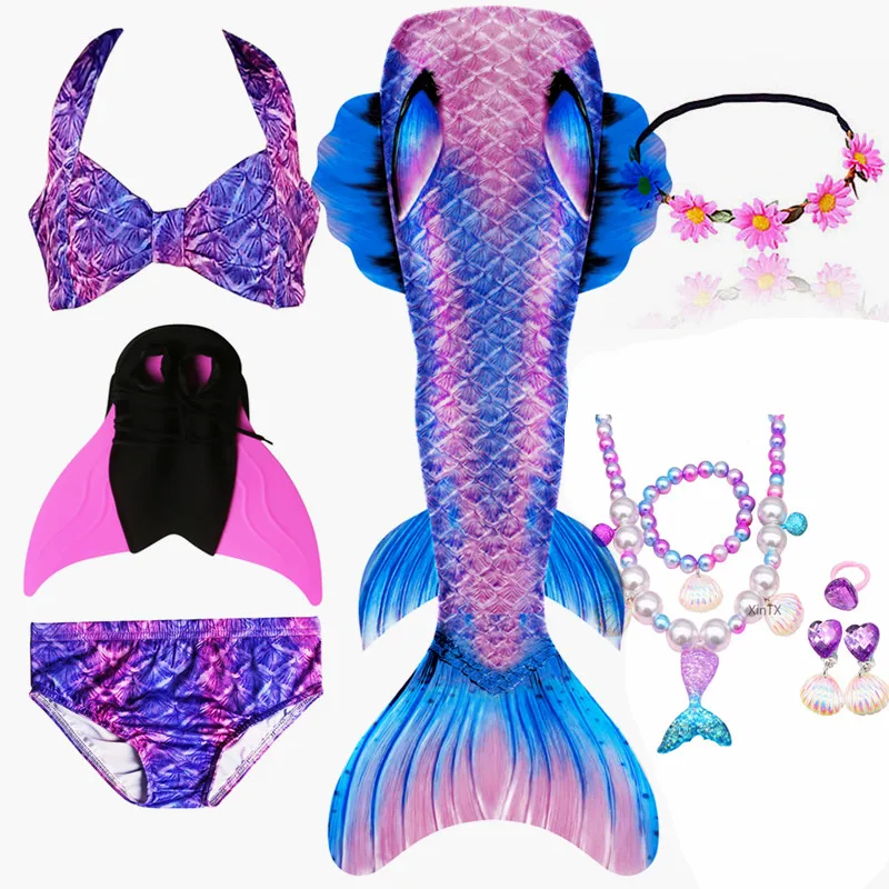 Купальник бикини для девочек с хвостом русалки и моноластами|Костюмы девочек| |