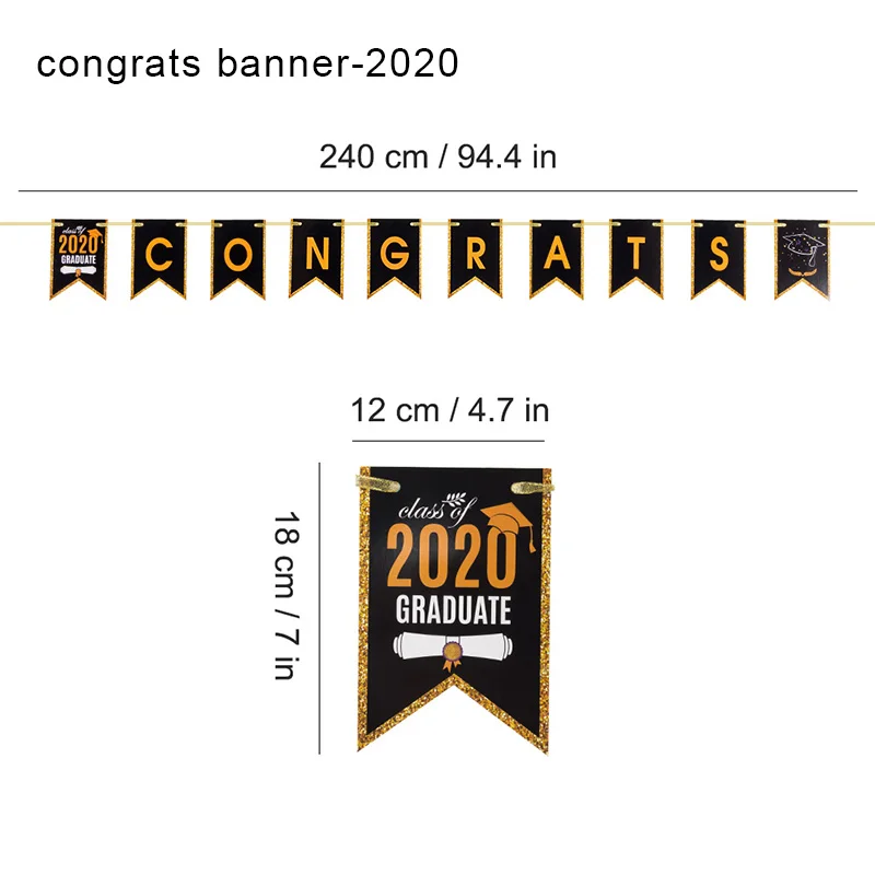 congrats 2020 Выпускные вечерние украшения I'm Done баннер поздравление град баннер реквизит для фотографий фольгированные шары коробка для конфет торт Топпер класс - Цвет: congrats 2020