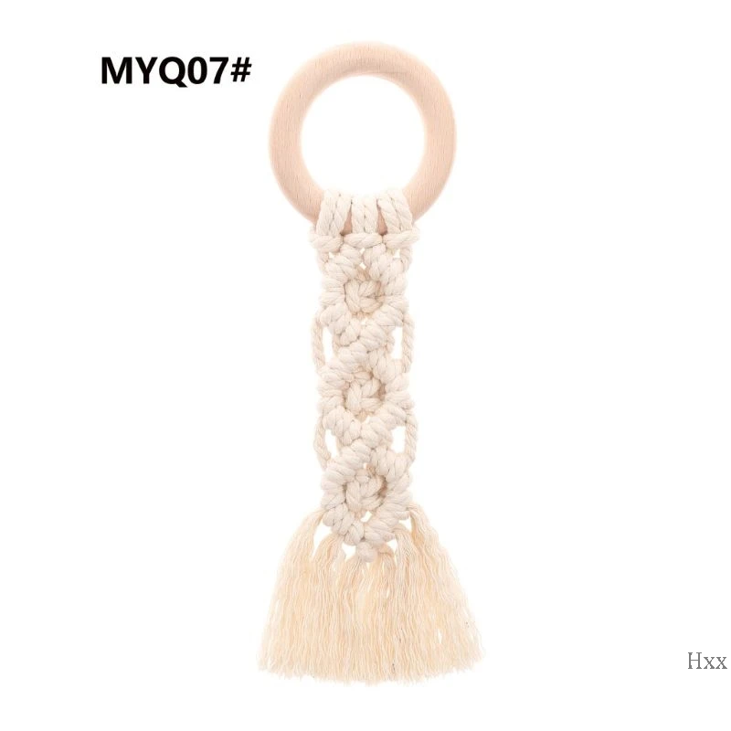 

New Organic Macrame Teether Boho Teething Ring Baby Sensory Toy Natural Cotton Teething Toy Gender Neutral Baby Toy