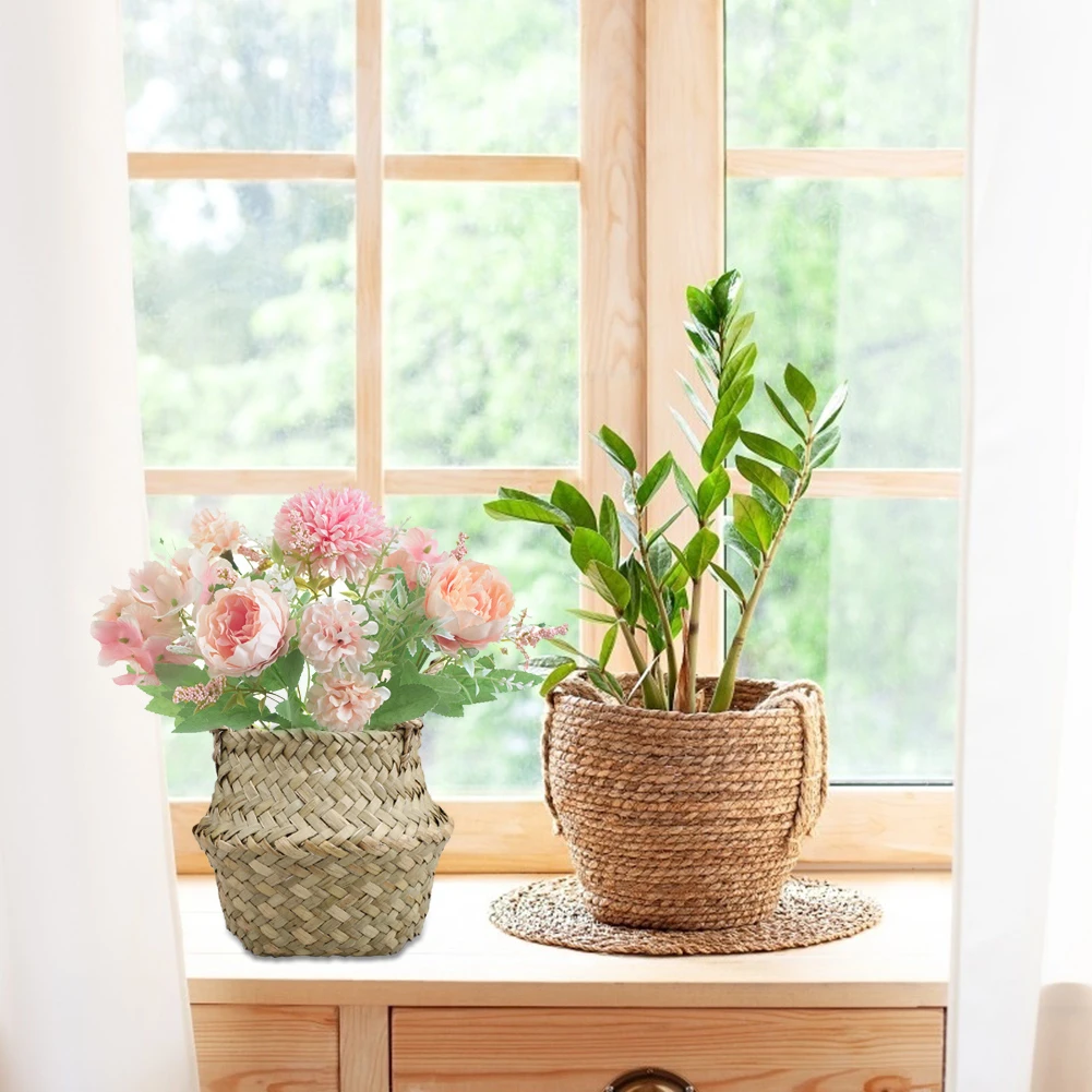 Соломенная Корзина из водорослей плетеная косметическая сумка для хранения