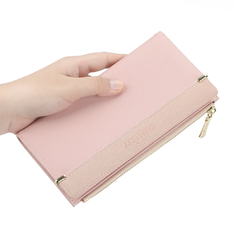 Женские кошельки простые на молнии кошелек карманный длинный клатч мягкая