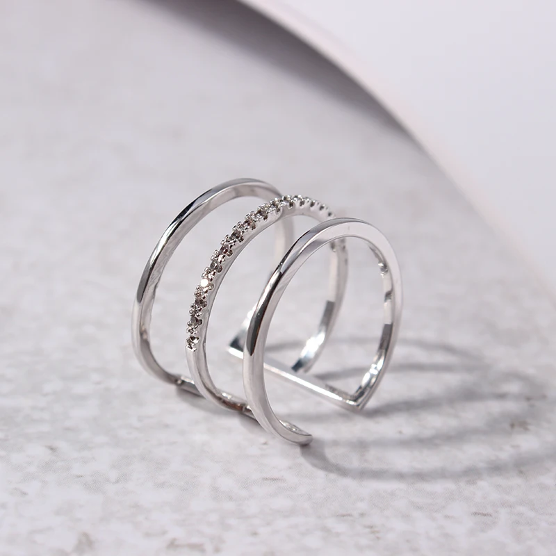 Медное обручальное кольцо с камнями CZ Серебряное металлическое манжетами для