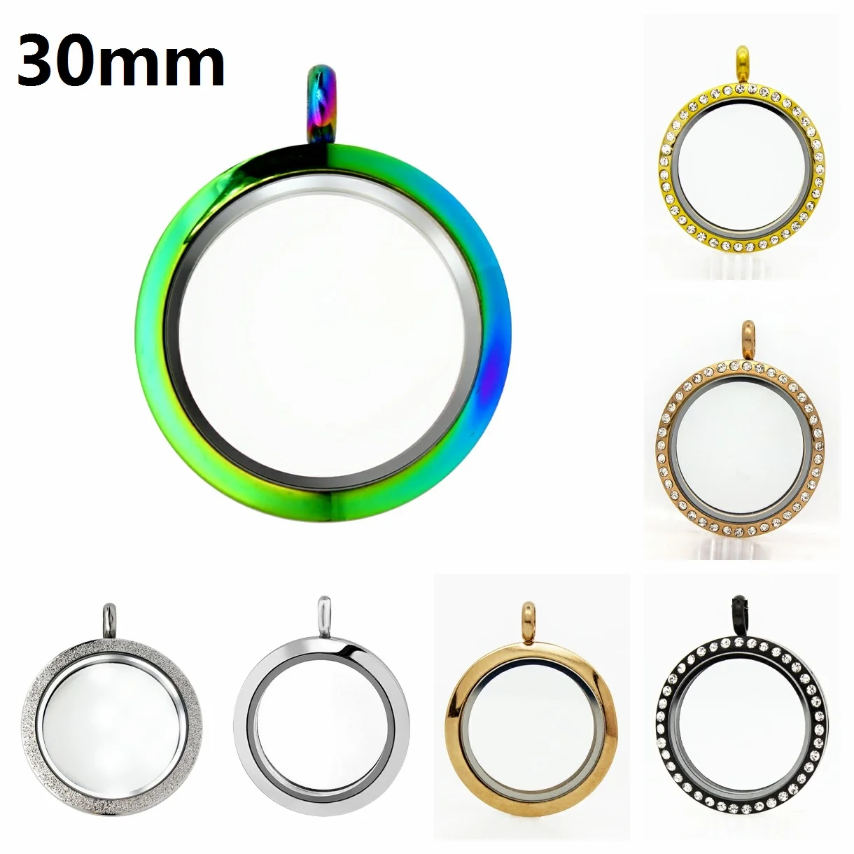 30 мм Нержавеющая сталь Магнитный стеклянные парящие Медальоны Подвески