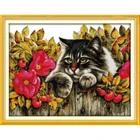 Набор для вышивки крестиком Вечная любовь, кошка в цветах (3)