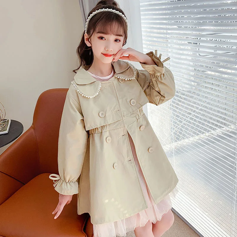 

Spring Autumn Long Windbreaker Jacket For Girls 2021 New Brand Trench Coats Children Outerwear Teenage Kids Clothes 4 6 8 10 12Y