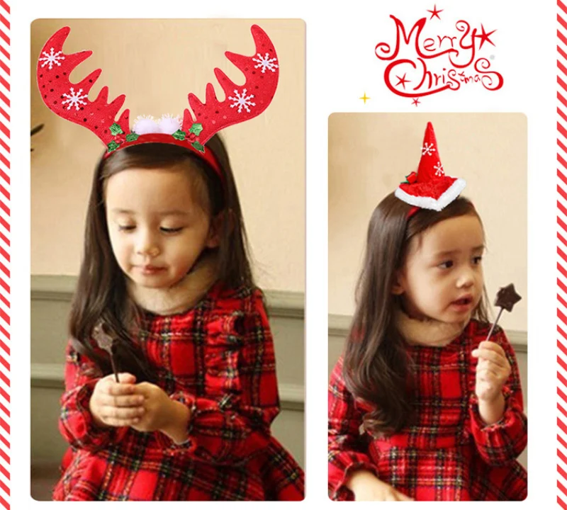 Christmas Headbands Hairpin Santa Tree Elk Antlers Headband Kids Adult Headwear Reindeer Ornaments Decorations | Дом и сад