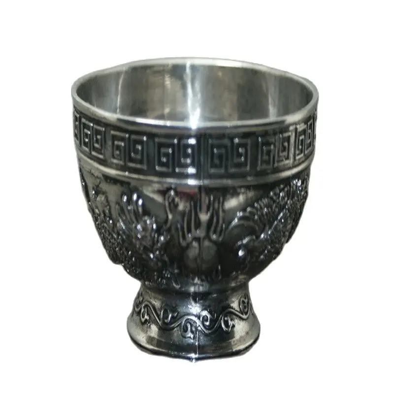 

Chinese old Miao silver Carving Dragon Phoenix Bowl Collectible Bowls