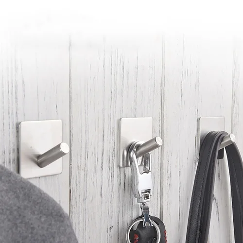

Stainless Steel Strong Adhesive Hooks Wall Door Clothes Coat Hat Hanger Kitchen Bathroom Towel Hooks