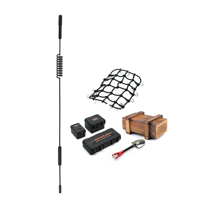 

1x Metal 160mm Decorative Antenna for 1:10 Axial Scx10 90046 Traxxas Trx-4 Rc4Wd D90 & 6PCS Suitcase Luggage Net Shovel