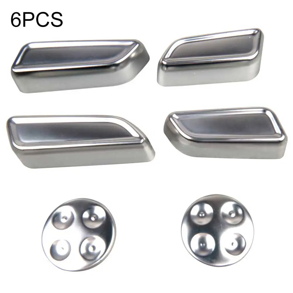 

6pcs/set Sticker Car Trim Scratch-proof ABS Seat Adjustment Button Cover Internal Protective Decorative Silver For Tesla Model 3