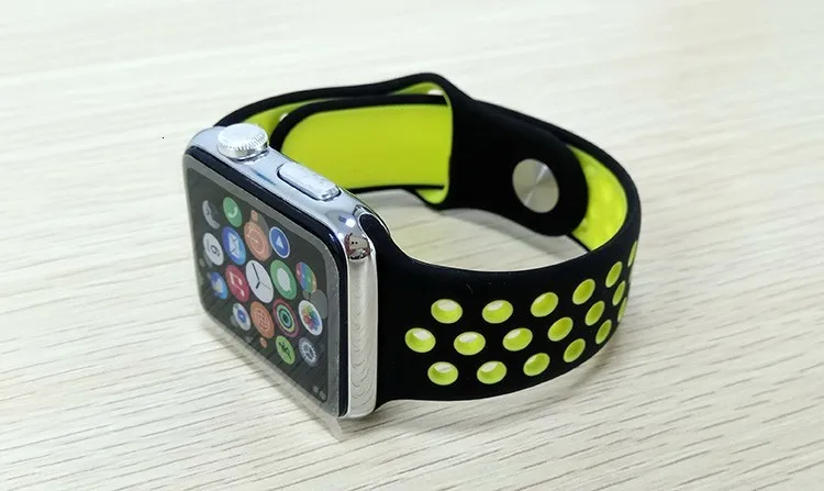 FOHUAS бренд Кремния спортивный ремешок красочный наручный ремешок для Apple Watch, 38, 42 мм черный/Вольт браслет Watch Series 2 и 1 наручных часов iwatch, ремешок для часов